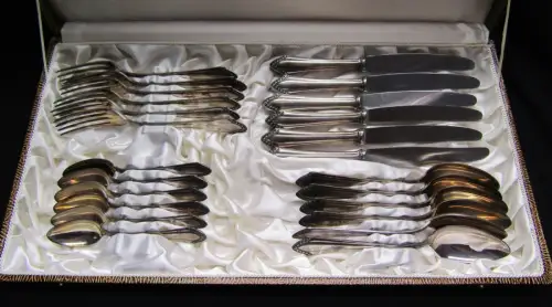 12 Personen-Essbesteck Jugendstil "Rosenmuster" "Röschen" Richard Köberlin 40 js