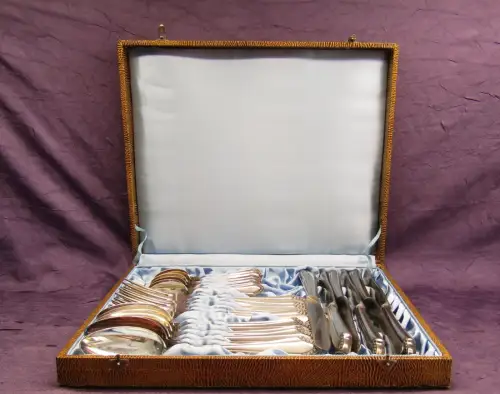 12 Personen-Essbesteck Jugendstil "Rosenmuster" "Röschen" Richard Köberlin 40 js