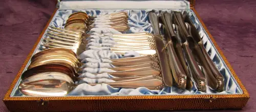 12 Personen-Essbesteck Jugendstil "Rosenmuster" "Röschen" Richard Köberlin 40 js