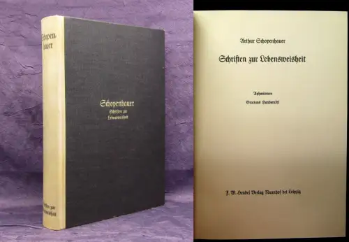 Weitzmann Arthur Schopenhauer Schriften zur Lebensweisheit 1938 Halbpergament js