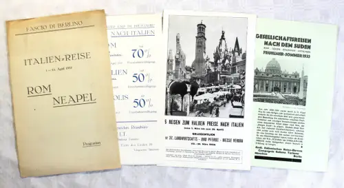 4 Original Prospekte Broschüren Reisen Italien Rom Neapel 1933 Reisewerbung xz