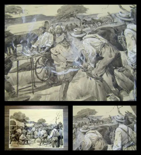 Otto Gerlach "Feldschmiede der Schutztruppe am Waterburg" 2.H. 19.JHh. 2° Folio