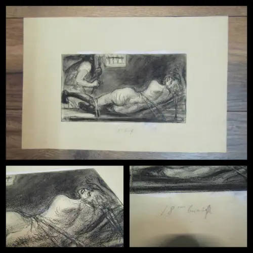 Arpad Schmidhammer " Die Bilderschänderin" Kohlestiftzeichnung u. Federzeichnung