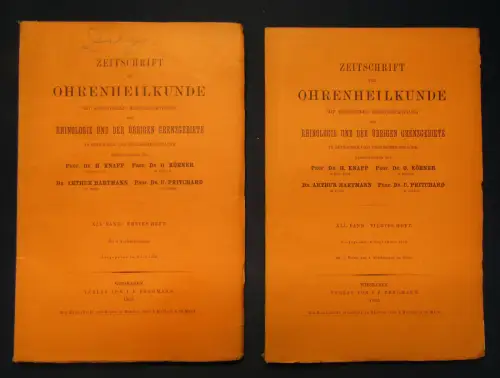 Knapp/ Körner Zeitschrift für Ohrenheilkunde 41. Bd (1 & 4 Heft )1902 Medizin sf