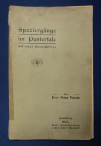 Meindl Spaziergänge im Pustertale und seinen Seitentälern 1905 Italien  js
