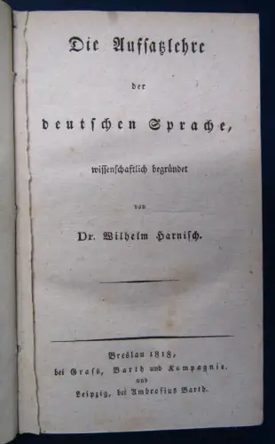 Harnisch Die Aufsatzlehre der deutschen Sprache 1818 Wissen Allgemeinbildung sf