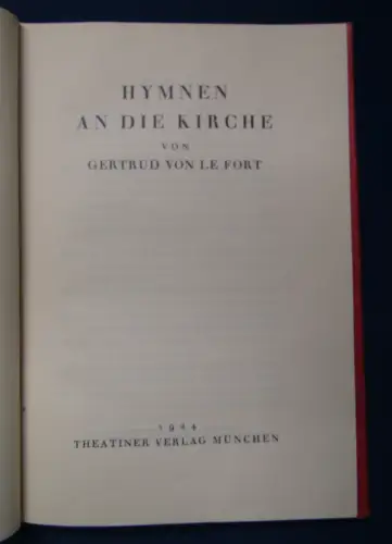 Gertrud von Le Fort Hymnen an die Kirche 1924 Geschichte Religion Kultur sf