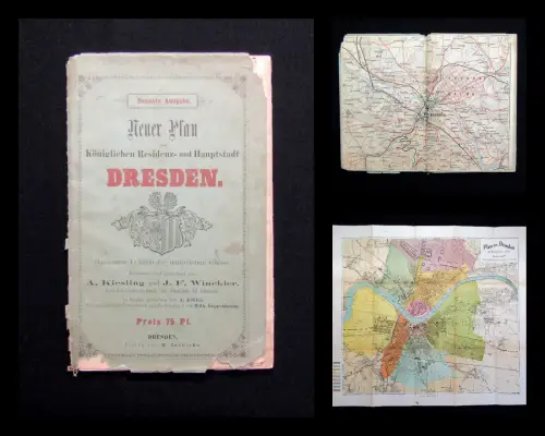 Kiesling Neuer Plan königl. Residenz-u. Hauptstadt  Dresden um 1875 sehr selten