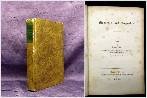 Therese von Bacheracht Menschen und Gegenden 1845 EA Belletristik mb