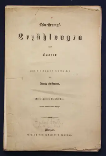 Hoffmann 16 Stahlstiche zu Lederstrumpf - Erzählungen von Cooper 1938 sf