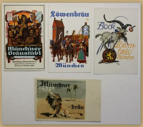 4 Postkarten Löwenbräu-Festhalle 1928 Oktoberfest München Bayern Brauerei sf
