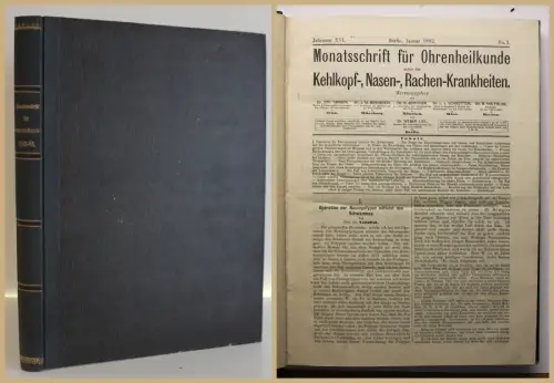 Monatschrift für Ohrenheilkunde 1882-1884 3 Jahrgänge Medizin Otologie sf