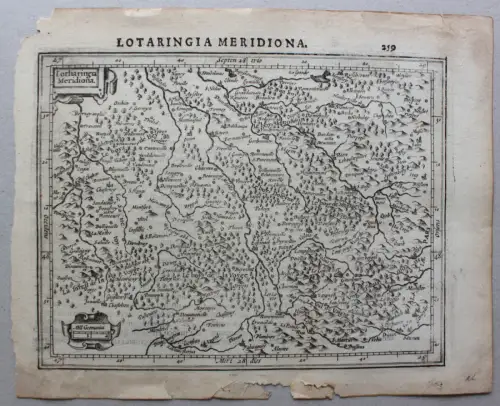 Kupferstich Karte Lothringen "Lotharingia Meridiona" um 1650 Frankreich sf