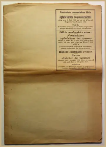 Orig. Prospekt Alphabetisches Couponsverzeichnis Teil B 1930 Eisenbahn Fahrt sf