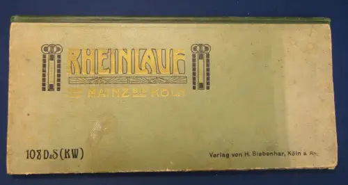 Lithographisches Leporello von Mainz bis Köln Rheinlauf koloriert um 1910 js