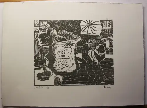 "Taufe II" 1969 Holzschnitt Linolschnitt Grafik Kunst Druck Original Nr. 18 sf