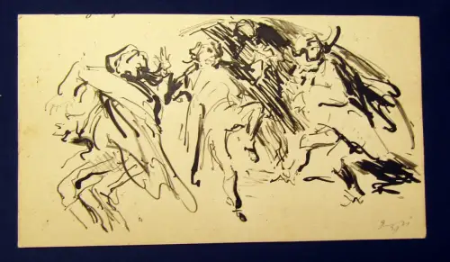 Hanns Georgi Tuschezeichnung Unikat "Figurengruppe" signiert um 1959 Kunst js