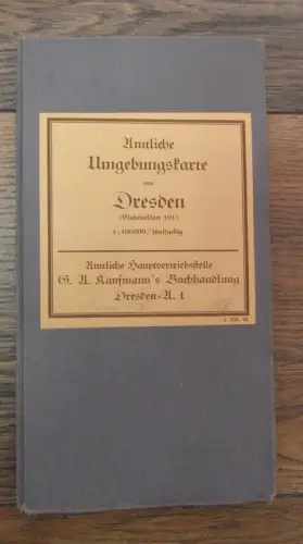 G. A. Kaufmann Amtl. Umgebungskarte Dresden 84 x 66 cm 1935 Ortskunde Führer js