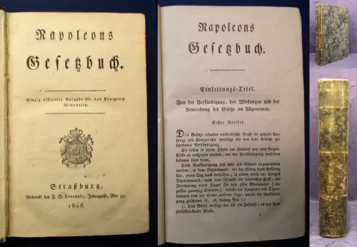 Napoleons Gesetzbuch Einzig, Königreich Westphalen selten 1808 js