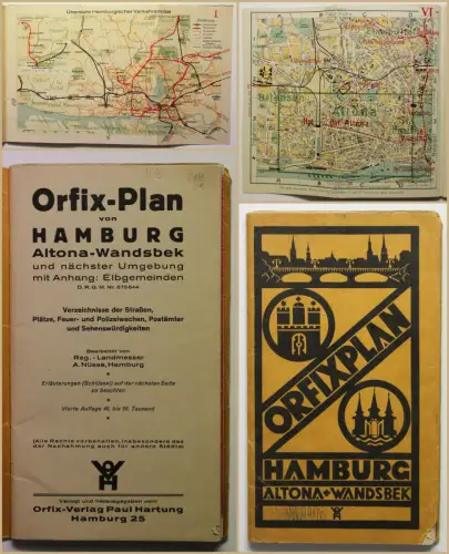 Orig Prospekt Orfix-Plan von Hamburg Altona-Wandsbek 1900 Ortskunde Geografie sf