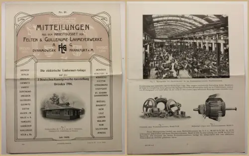 Orig Werbeblatt Mitteilungen aus dem Arbeitsgebiet Lahmeyerwerke 1906 Technik sf