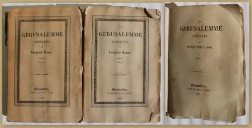 Tasso La Gerusalemme 1836 2 Bde Geschichte Jerusalem Befreiung Gesellschaft sf