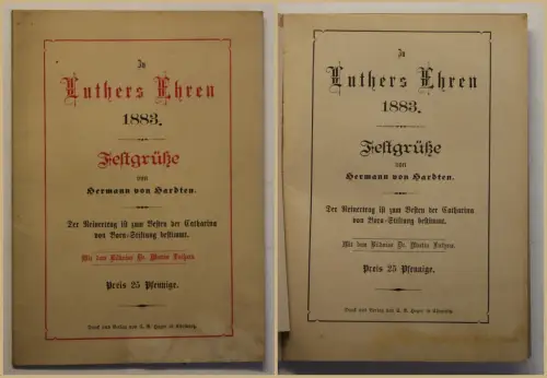 Hardten Zu Luthers Ehren 1883 Festgrüße Belletristik Kunst Kultur Geschichte sf