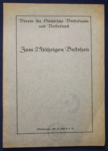 Mitteilungen des Vereins für Sächs. Volkskunde & Volkskunst Bd 8 1922 sf