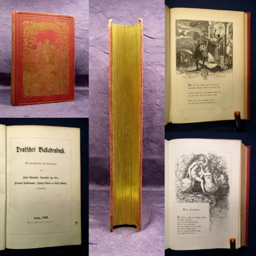 Schurig Deutsches Balladenbuch Mit Holzschnitten nach Zeichnungen 1852 EA js