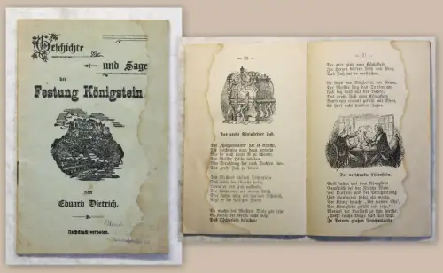 Dietrich Geschichte und Sage der Festung Königstein um 1890 Sachsen Ortskunde xz