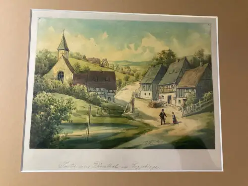 Schmelzer, Bernhard Aquarell  "Partie aus Dörnthal im Erzgebirge"1880 Olbernhau