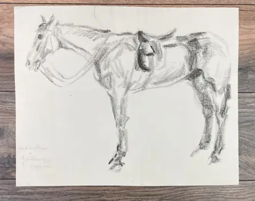 Feldbauer, Max ( 1869 Neumarkt- 1948 München) Lithographie 38,5 x 47,5 cm Pferd