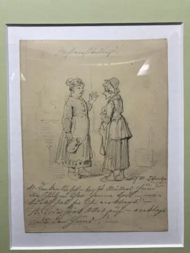 Schmelzer, Bernhard, Johann Bleistiftzeichnung Mißverständnis! um 1880 signiert