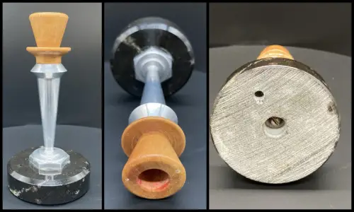 Kerzenständer"Art Deco" aus 3 Werkstoffen (Marmor,Aluminium,Holz) um 1925