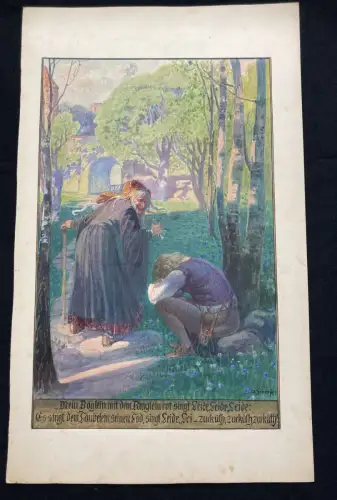 Schreyer, Oskar Jorinde und Joringel No.1 Aquarell um 1900 Märchen, Gebr.Grimm