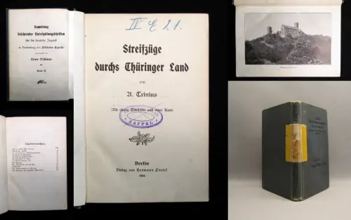 Trinius Ausgust Streifzüge durchs Thüringer Land 1904 1 Titelbild und 1 Karte