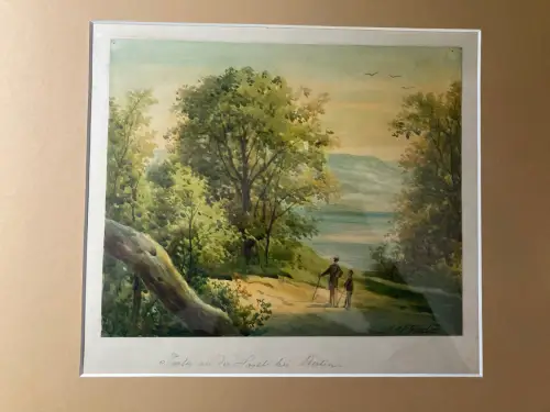 Schmelzer,Bernhard Aquarell 1870 "Partie an der Havel bei Berlin"Brandenburg