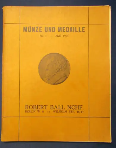Münze und Medaille Nr.7 Mai 1927 Medaillen auf Privatpersonen 40 J. Bestehen js