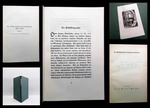 In Memoriam Oskar Panizza seltene Auflage von 500 Exemplaren Widmungsex. 1926