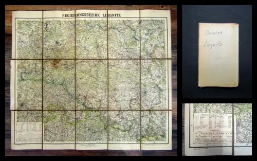 Karte auf Leinen Hech C. Regierungsbezirk Liegnitz 1:300 000 ca.76 x 66 cm