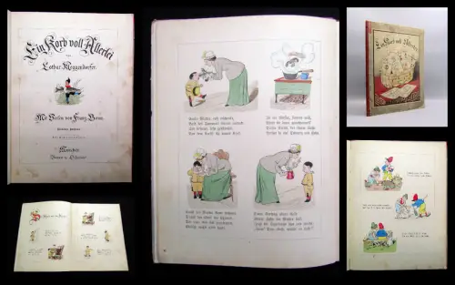 Meggendorf/Bonn  Ein Korb voller Allerlei um 1900 Kinderbücher Bilderbücher