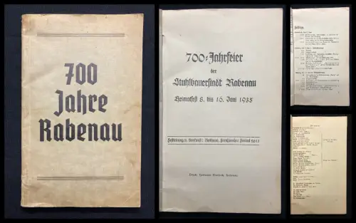 Letzke 700- Jahrfeier der Stuhlbauerstadt Rabenau Heimatfest 8.- 16. Juni 1935