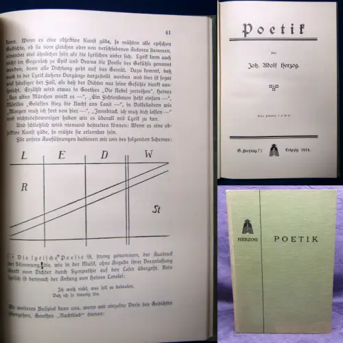 Herzog Poetik in Theorie 1914 selten Belletrsitik Schema Thematik Erzählungen js
