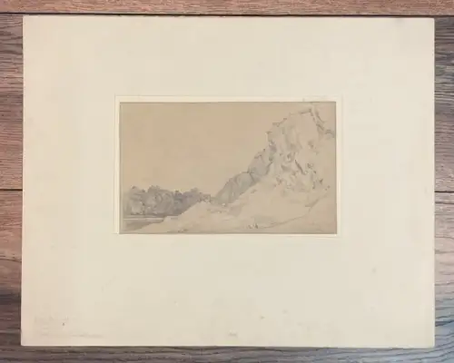 Hummel, Carl 1821-1907 Bleistiftzeichnung des Trothaer Felsen( Halle a.d. Saale)