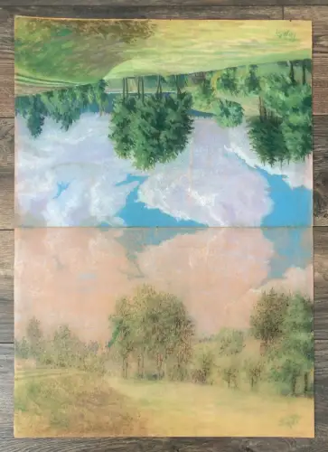 Pojta Pastell leicht bergige Landschaft 1.Hälfte 20.Jh. 2 Bilder signiert u.li.