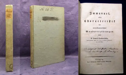 Köster Immanuel,oder Characteristik d. neutestamentischen Wundererzählung 1821 j