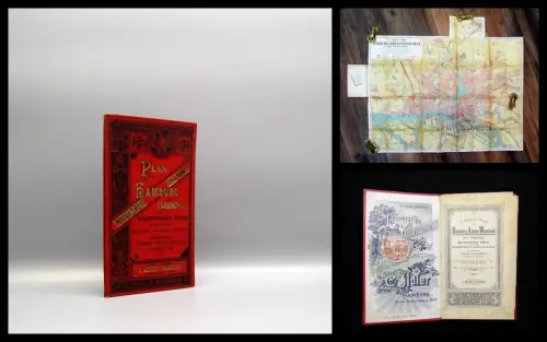 Adler Plan von Hamburg Altona- Wandsbek 1857 nebst beschreibendem Führer 1:18000