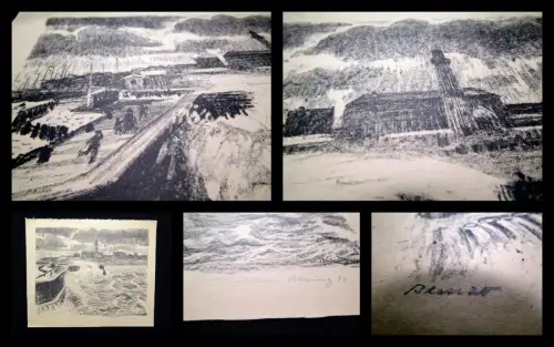 William Barring " Springflut am Meer " 1913 signiert unten r. auf Lithografie