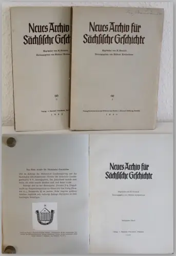 Ermisch Kretzschmar Neues Archiv für Sächsische Geschichte Band 60 I+II 1939 xz