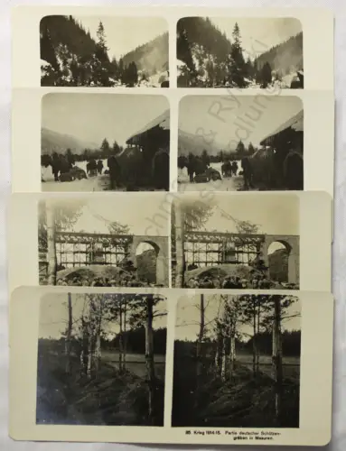 4 Doppelbilder Stereofotos Polen 1. Weltkrieg WK um 1915 Geschichte Militär xz